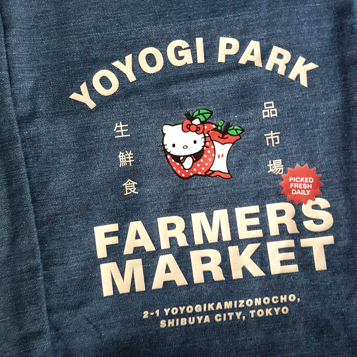 Sanrio HELLO KITTY Denim Tote Bag Yoyogi Park Farmers Market TYPO Laptop TAGS2