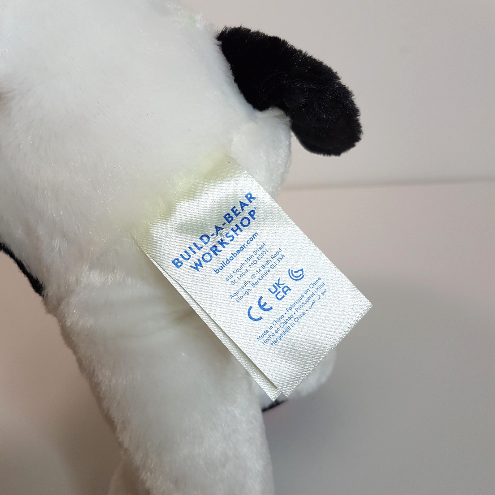 BAB Condo Cubs BLACK WHITE DOG + BOW Build A Bear Plush Stuffed Animal Soft Toy6