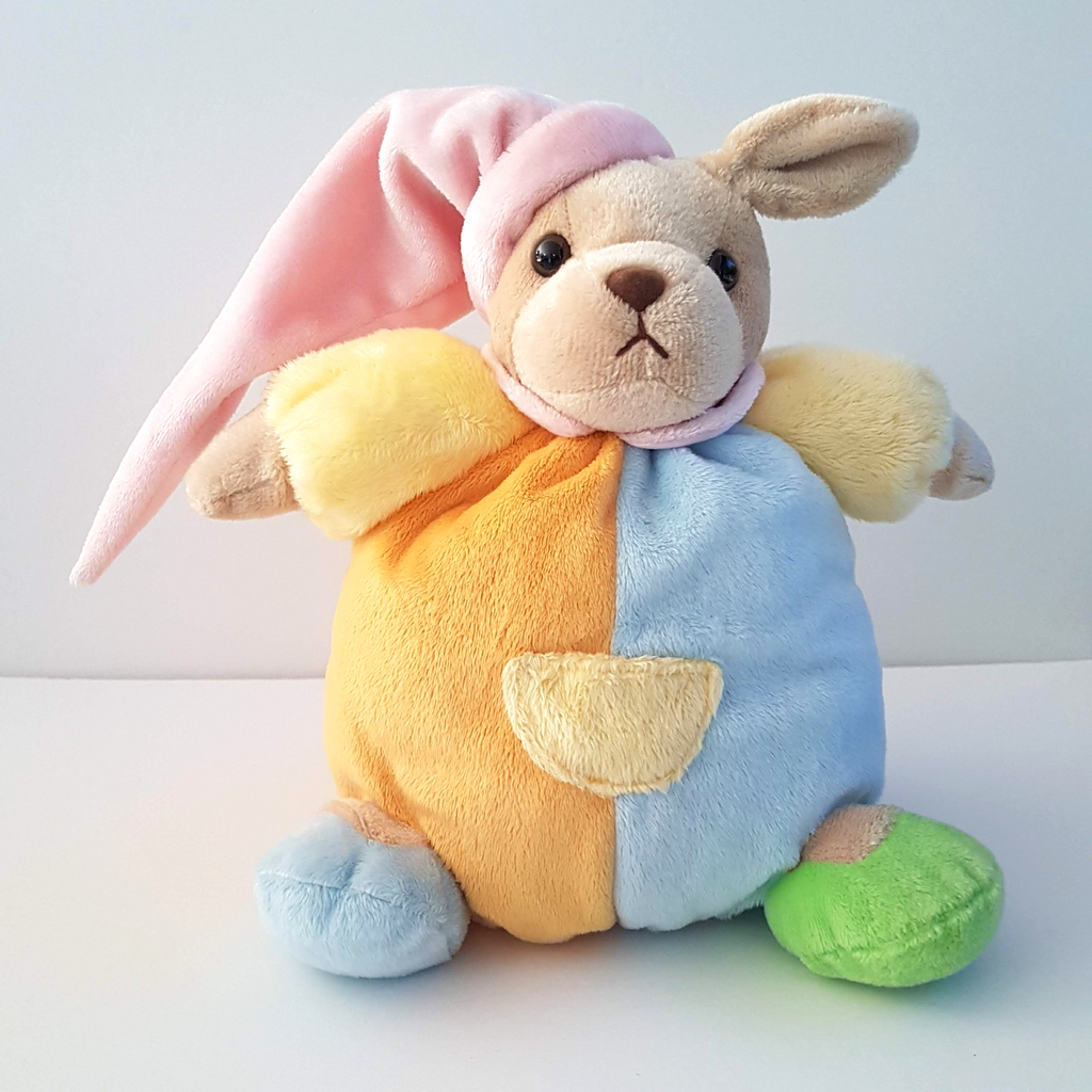 Bestever PASTEL DOG RATTLE Plush 23cm Colour Block Puppy Stuffed Animal Soft Toy2