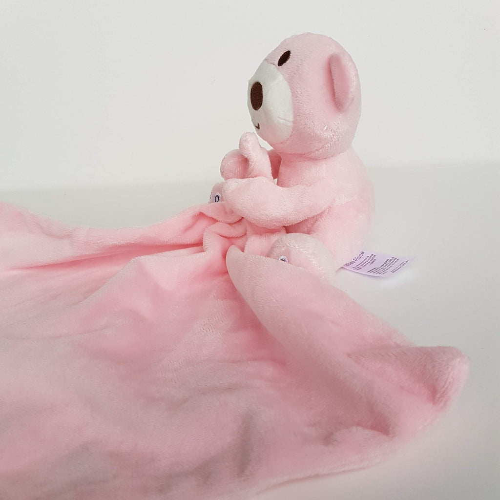 Ollies Place PINK BEAR Lovey Plush Baby Comforter Security Blanket Soft Toy Cute4