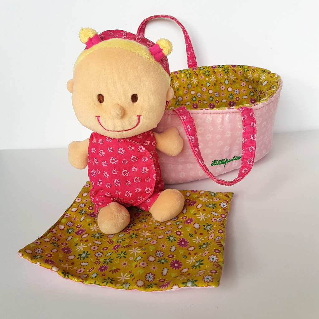 Lilliputiens BABY DOLL & CARRIER Plush Soft Toy Bassinet Cloth Doll Pretend Play9