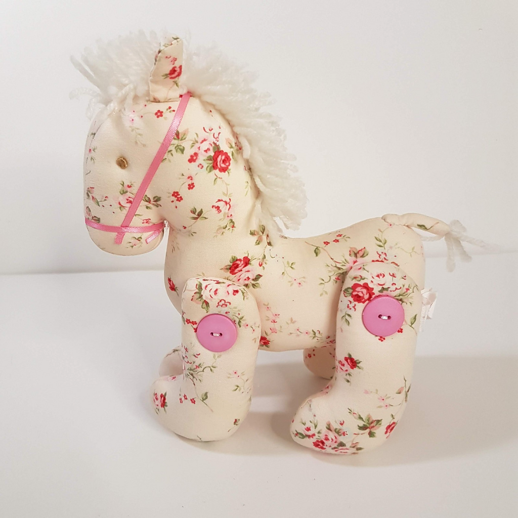 Alimrose ROSE PONY HORSE Button Jointed Floral Toy 22cm Stuffed Animal Cottage4