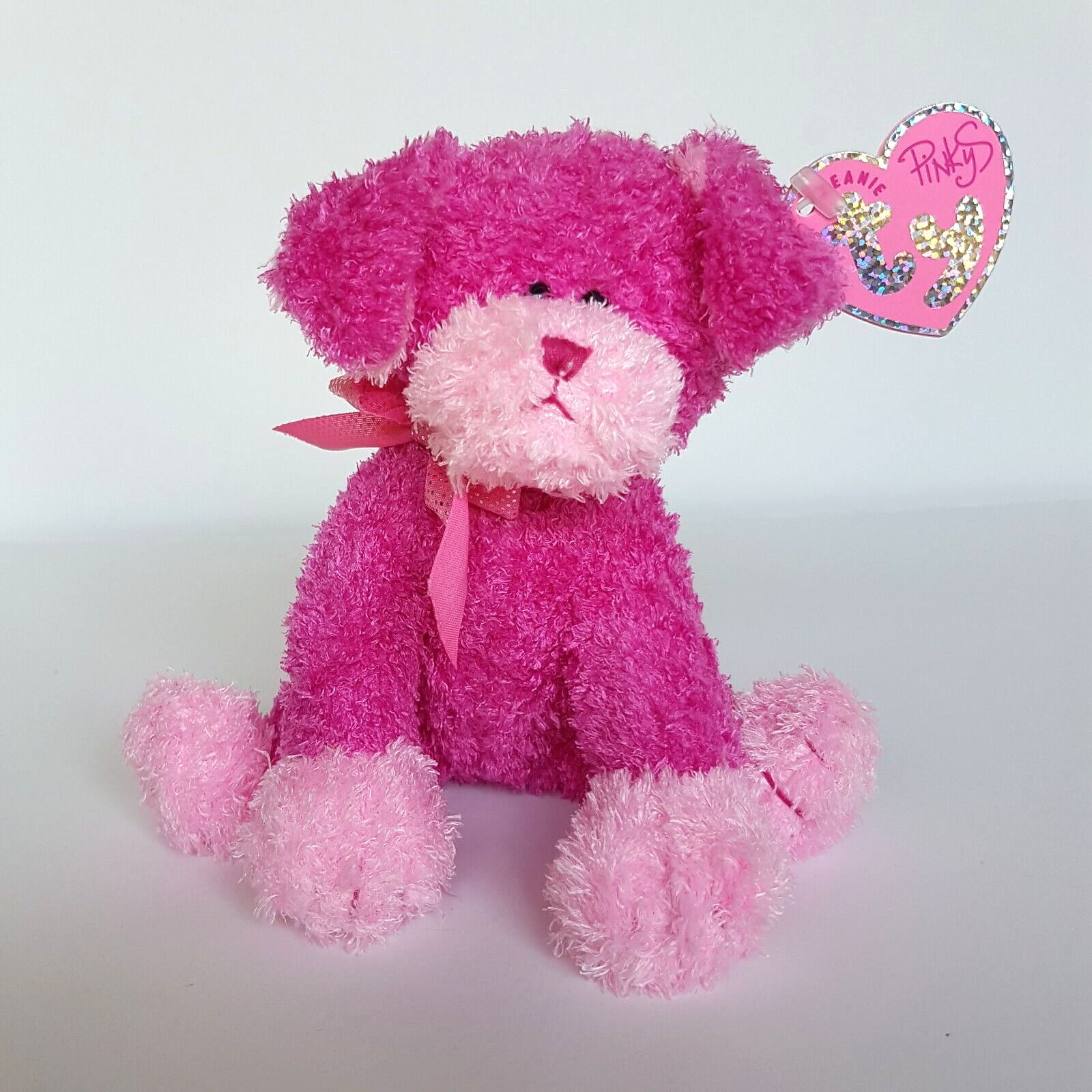 TY Beanie PINKYS FANCIFUL Dog Puppy Pink Plush Stuffed Animal TAGS Soft Toy Cute1