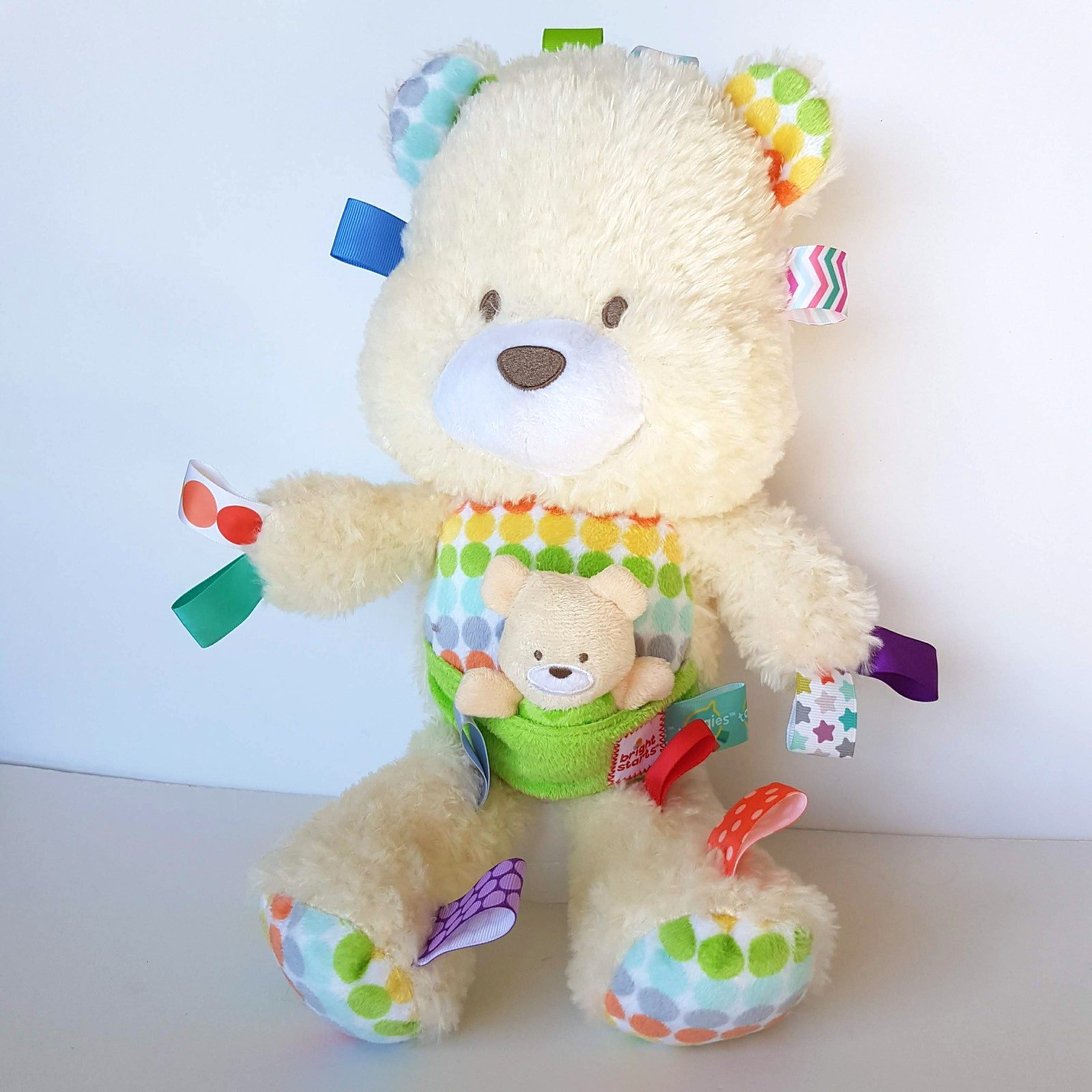 SNUGGLE & PLAY TAGGIES Bear 35cm Plush Rattle Bright Start Soft Toy Lovey Toy3