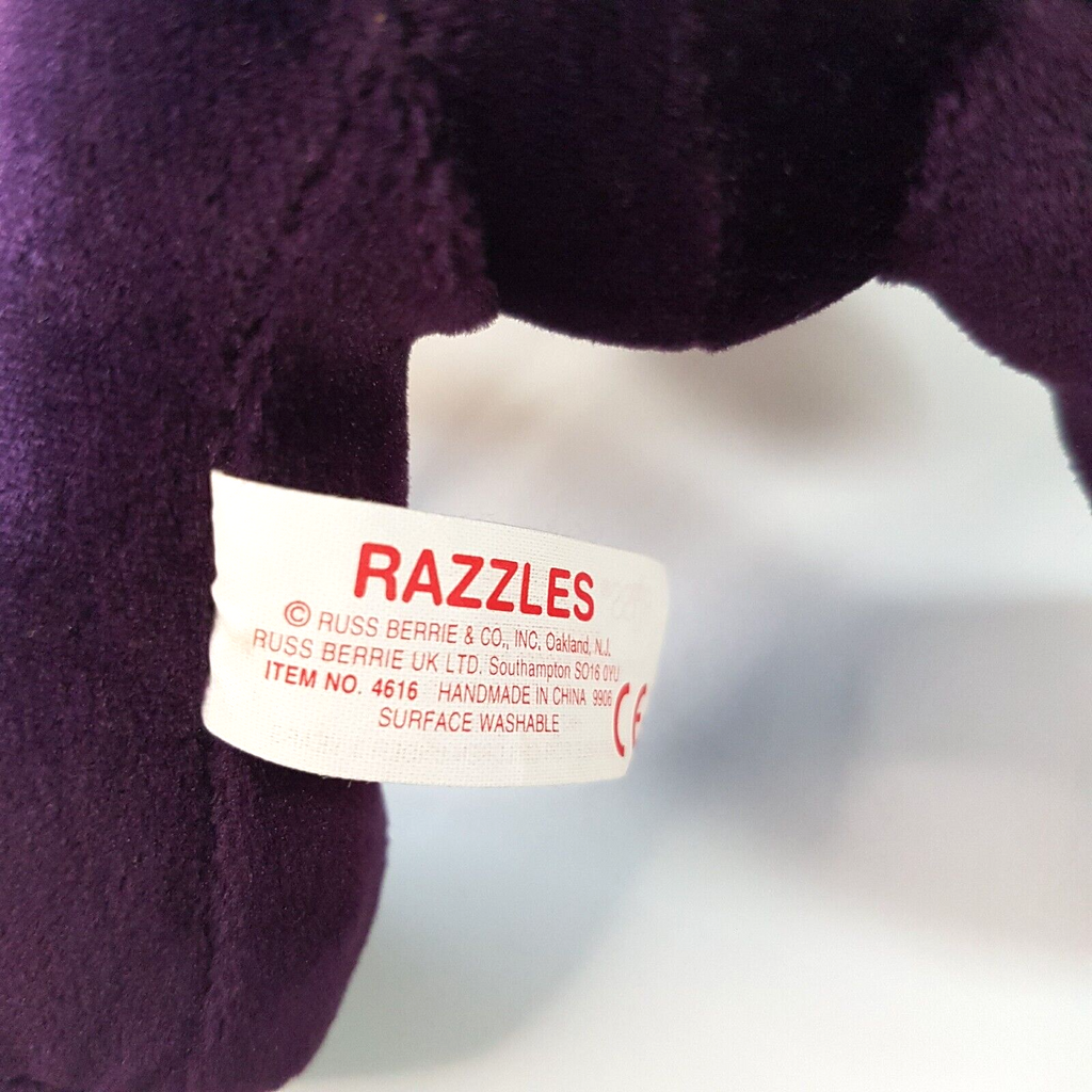RUSS Purple RAZZLES TEDDY BEAR 14cm Plush Stuffed Animal Soft Toy Velvet Feel9