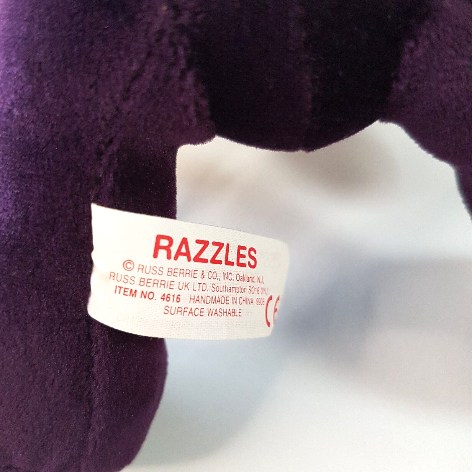 RUSS Purple RAZZLES TEDDY BEAR 14cm Plush Stuffed Animal Soft Toy Velvet Feel9