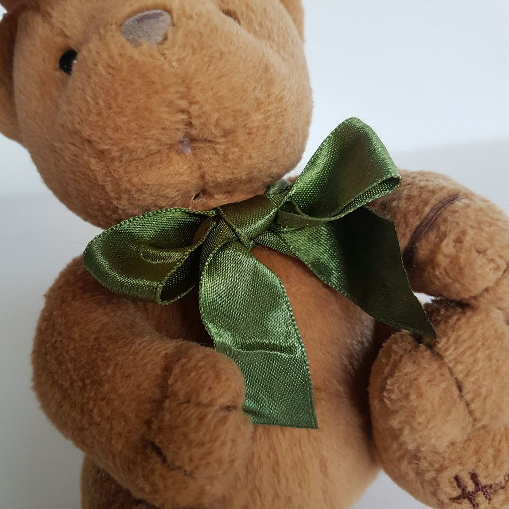 Harrods Knightsbridge TEDDY BEAR 15cm Stuffed Animal White Green Bow Soft Toy4