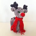 Handmade Crochet CHENILLE CHRISTMAS REINDEER Plush 21cm Soft Toy Stuffed Animal0