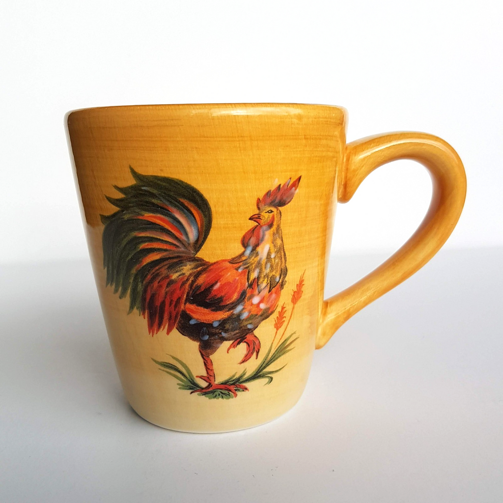 Tabletops Gallery MORNING ROOSTER Hand Painted Coffee Mug Bird Farm Country Mug0