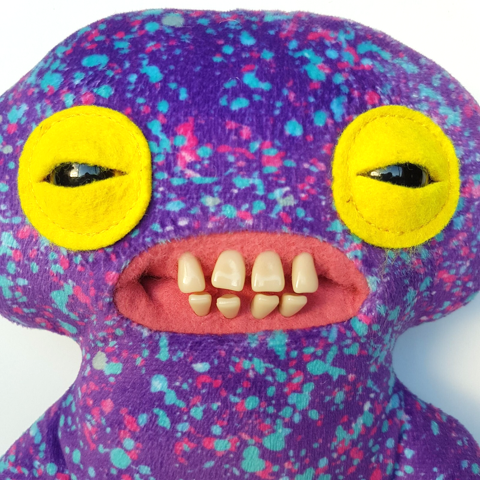 Fuggler SQUIDGE Plush Purple Paint Funny Ugly Monster Soft Toy Scary Teeth Cute1