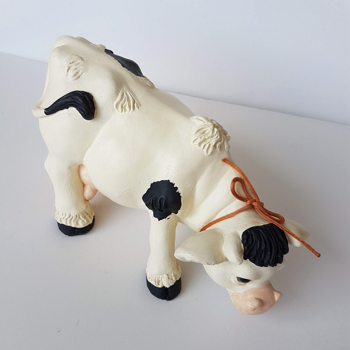 Vintage Heavy COW Figure Statue RGML Bell Resin Holstein Collectible Black White3