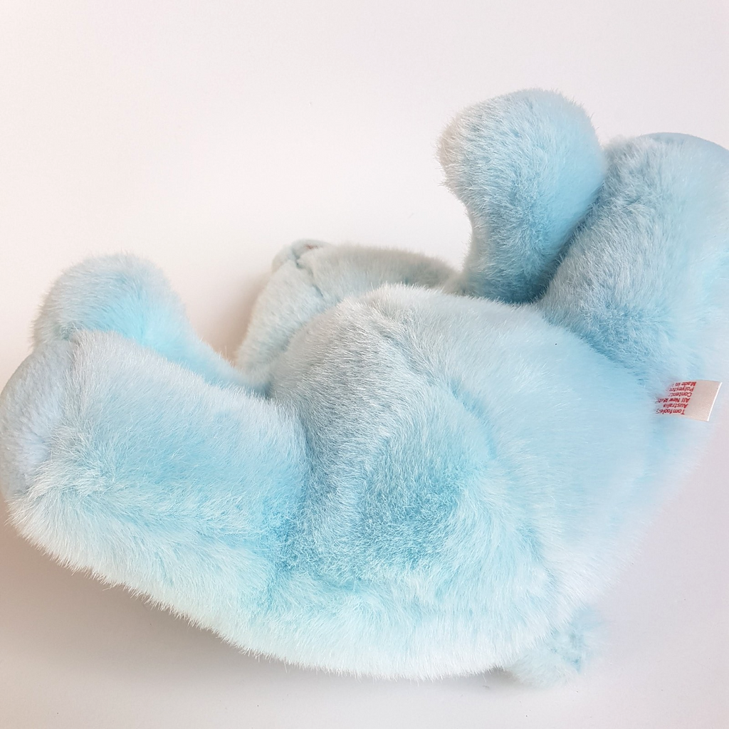 Vintage Tomfoolery BLUE TEDDY BEAR 25cm long Plush Soft Toy Stuffed Animal Cute8