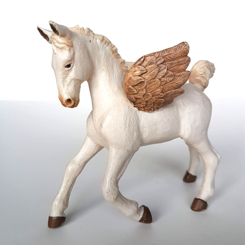2011 PAPO BABY PEGASUS 9cm Magic Fantasy Horse Figure Figurine White Gold Toy #20