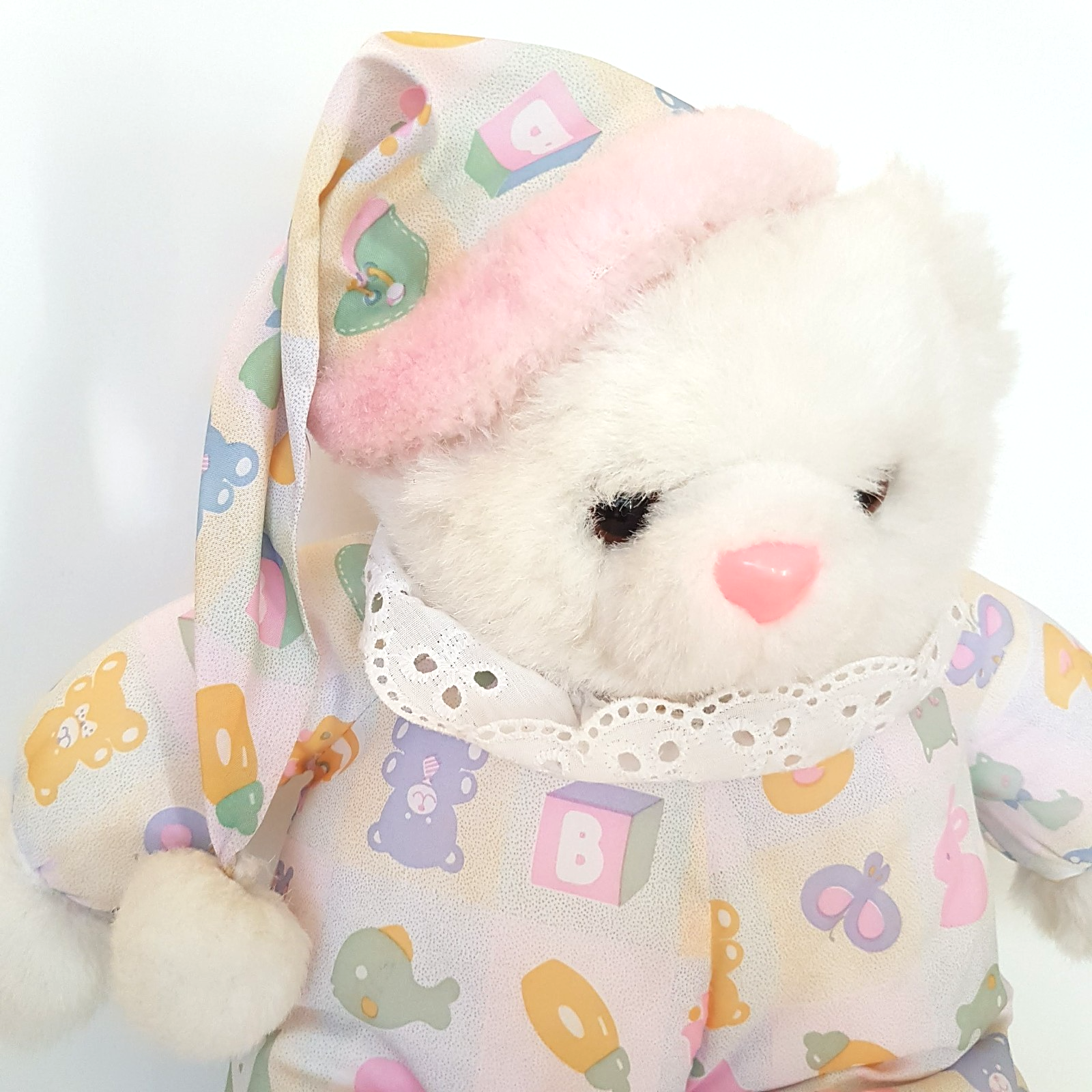 RARE Vintage Interpur BEDTIME BEAR Bunny Slippers 46cm Plush Soft Toy Rare Retro1