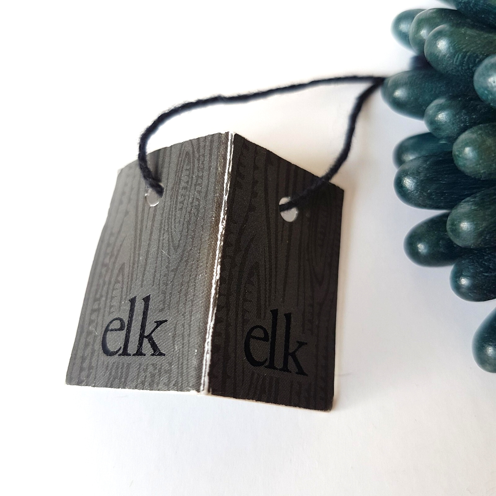 ELK Teal Wood Statement Chunky Beaded Bracelet Bangle Ocean Coral Look Arty TAGS4