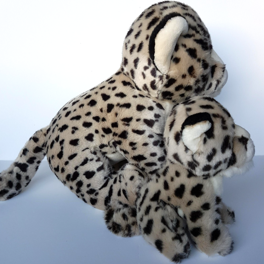 Mum & Baby SNOW LEOPARD Wild Cat SET Plush Cub Stuffed Animal Soft Toy KORIMCO8