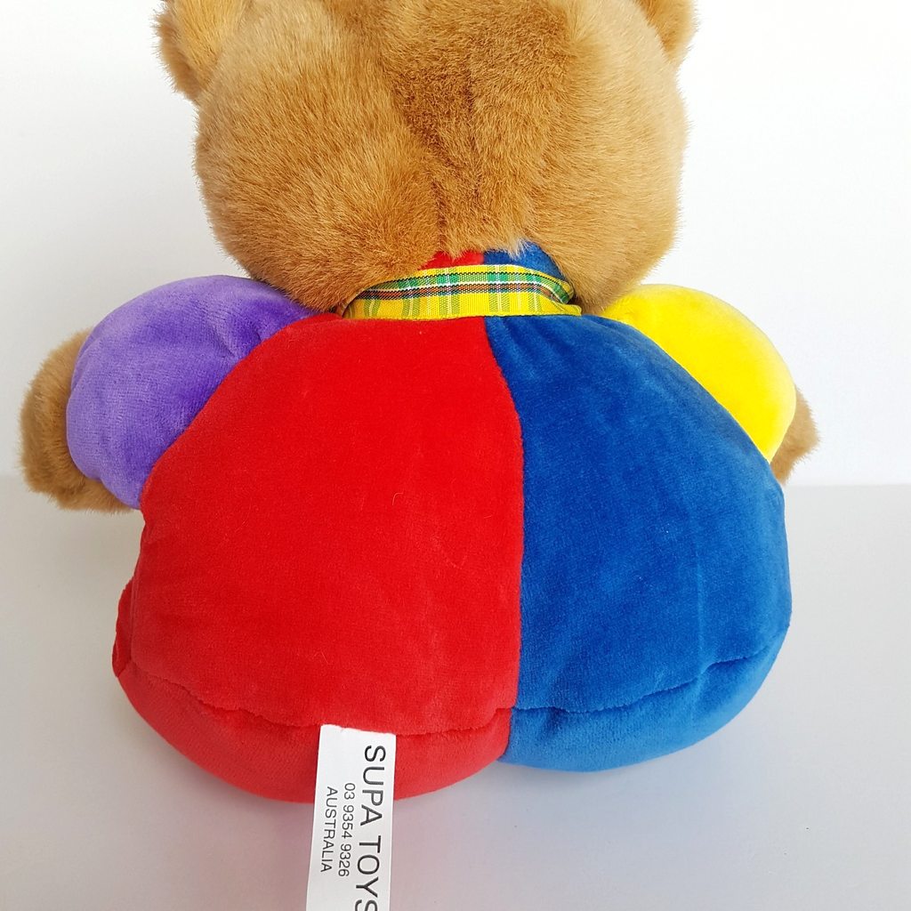 Supa Toys VELOUR TEDDY BEAR Colour block Soft Toy Stuffed Animal Bright Colour8