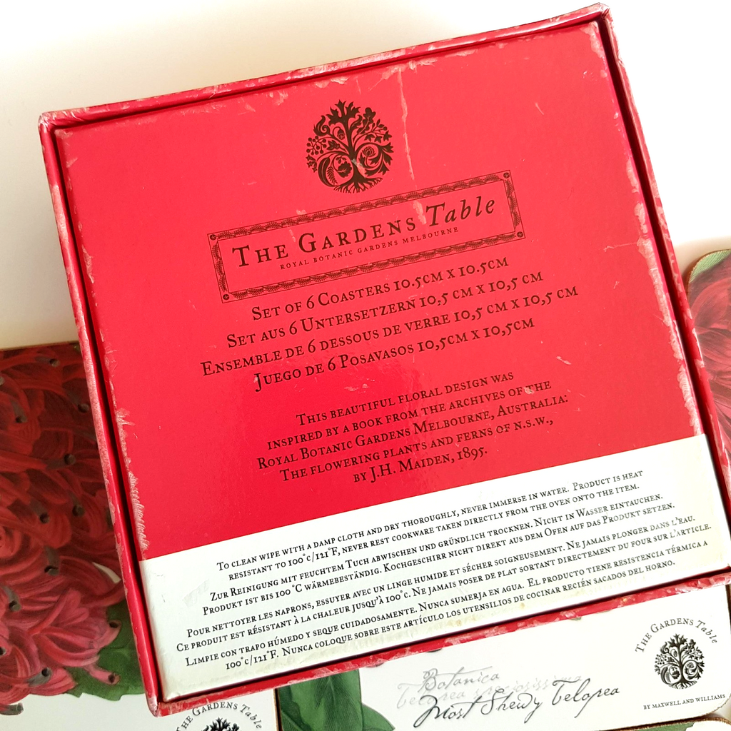 THE GARDENS TABLE Waratah Coaster Set Botanical Flower Royal Botanic Gardens5