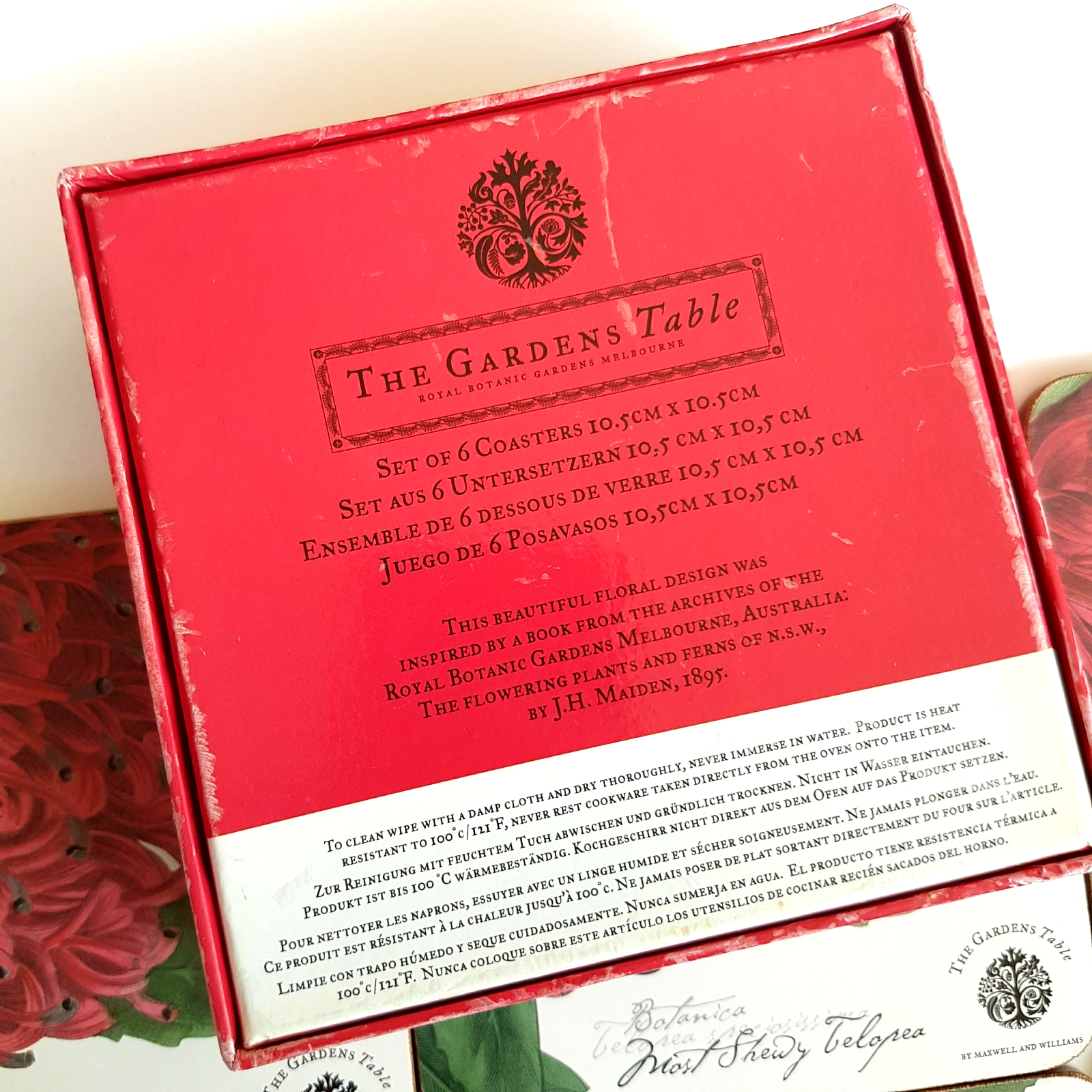 THE GARDENS TABLE Waratah Coaster Set Botanical Flower Royal Botanic Gardens5