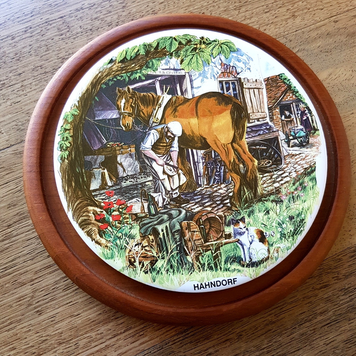 Hahndorf THE FARRIER Horse Print Wall Plate Decorative Plaque Australia History1
