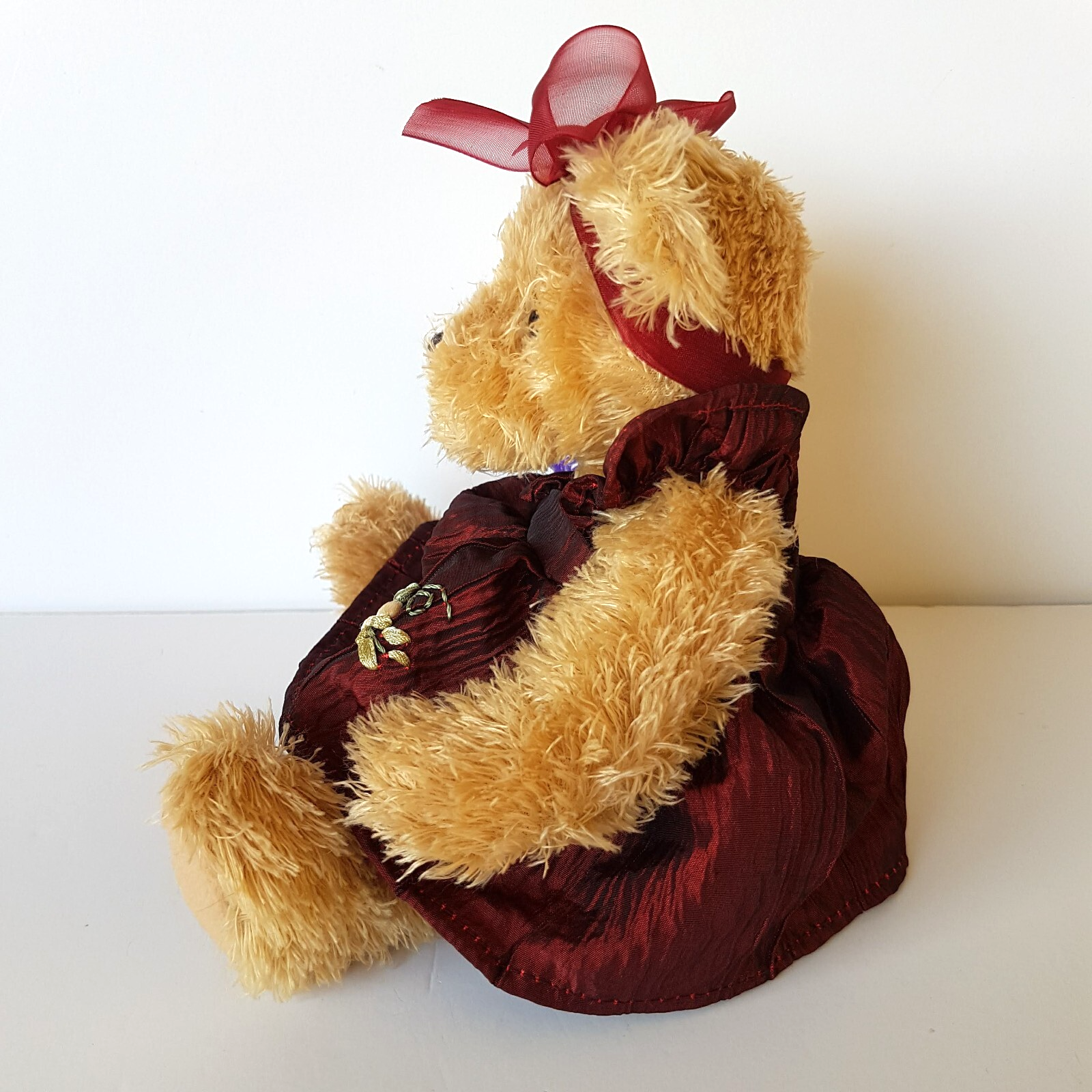 House Of Moran TEDDY BEAR Plush 21cm Maroon Dressed Soft Toy Stuffed Animal Cute7