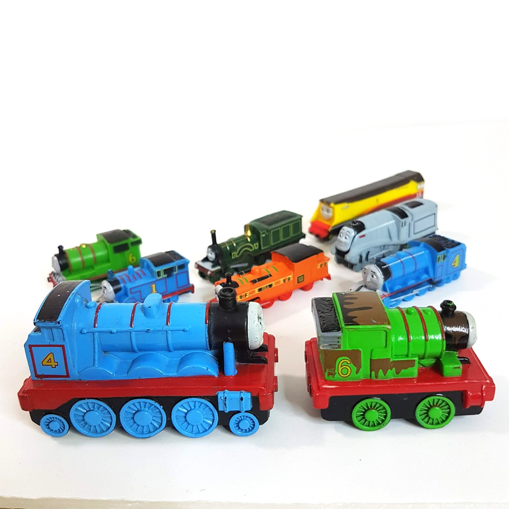 Thomas HARD PLASTIC VINYL TRAIN LOT 2007 Gullane Small Trains Cake Topper Toys7