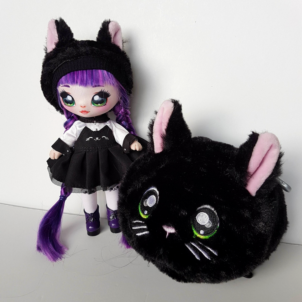 Na! Na! Na! Surprise TUESDAY MEOW Black Kitty Cat Doll Clothes Purse Purple Toy4