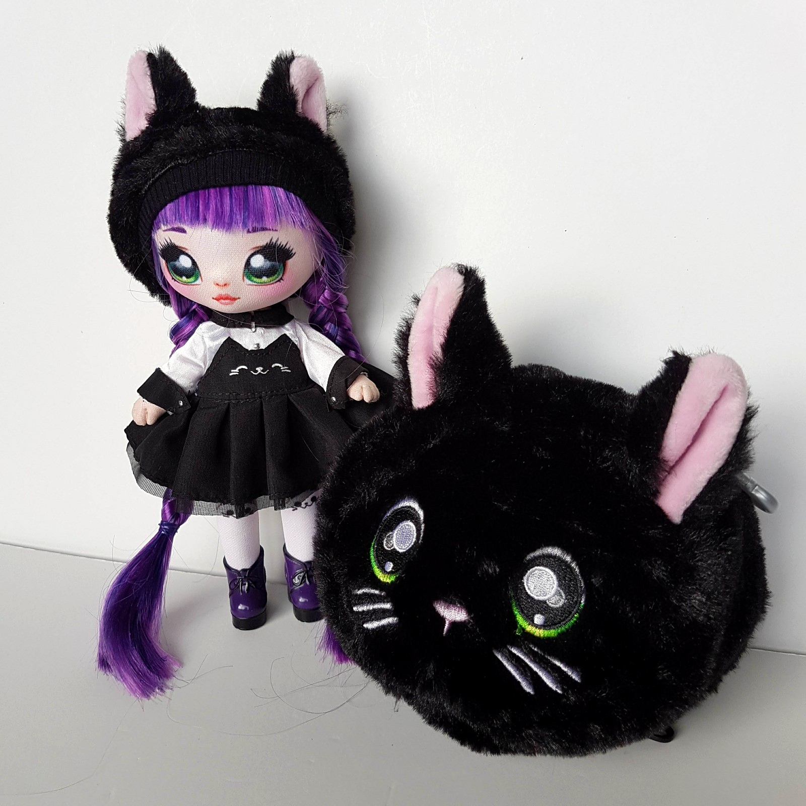 Na! Na! Na! Surprise TUESDAY MEOW Black Kitty Cat Doll Clothes Purse Purple Toy4