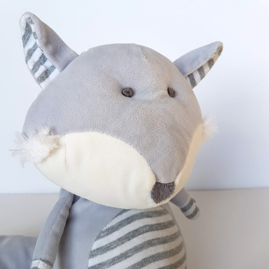 RARE Papaya FOX PLUSH Grey Stripe 34cm Stuffed Animal Floppy Soft Toy Cuddly1