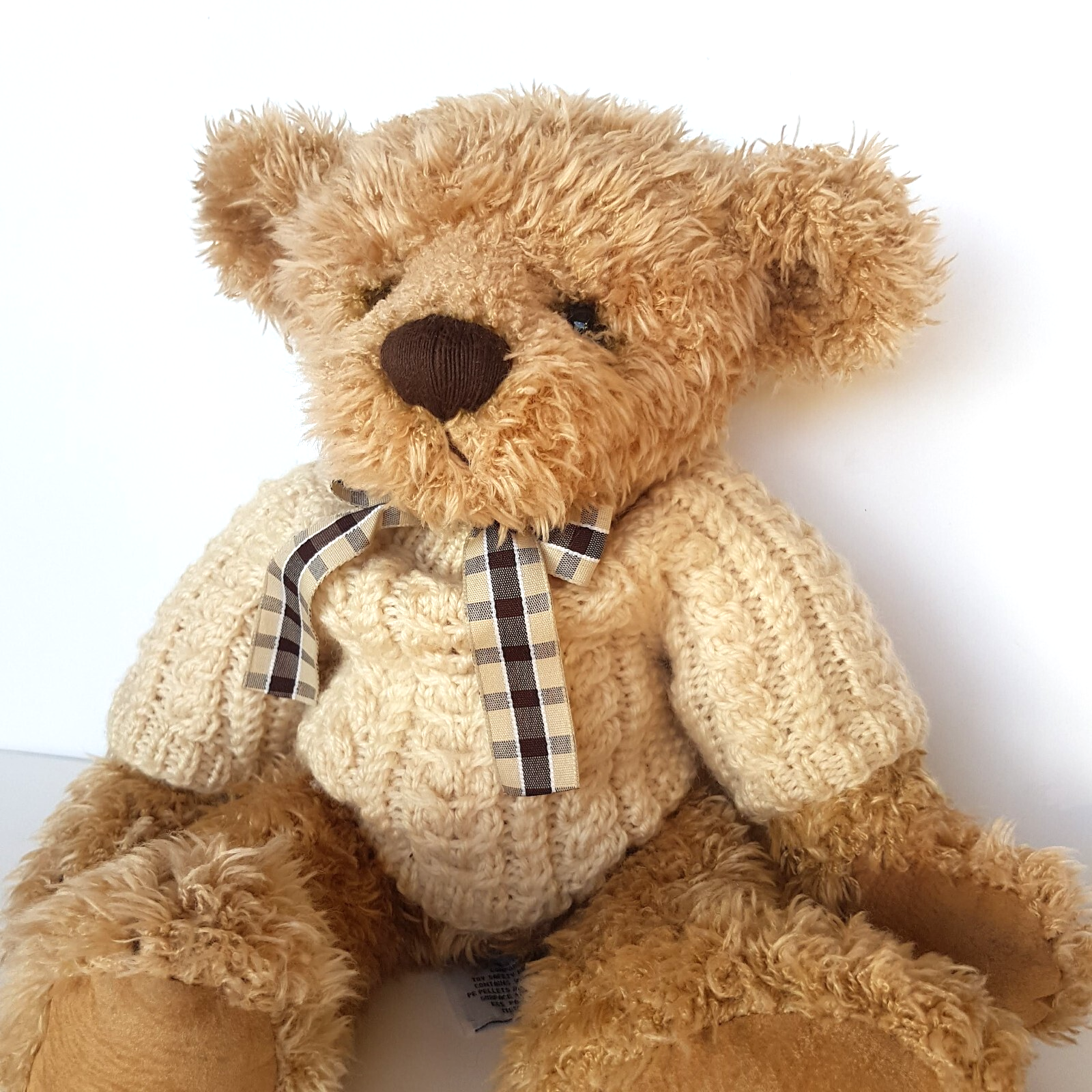 Russ ELLIOTT TEDDY BEAR Soft Toy Stuffed Animal 35cm Jumper Collectible Weighted3