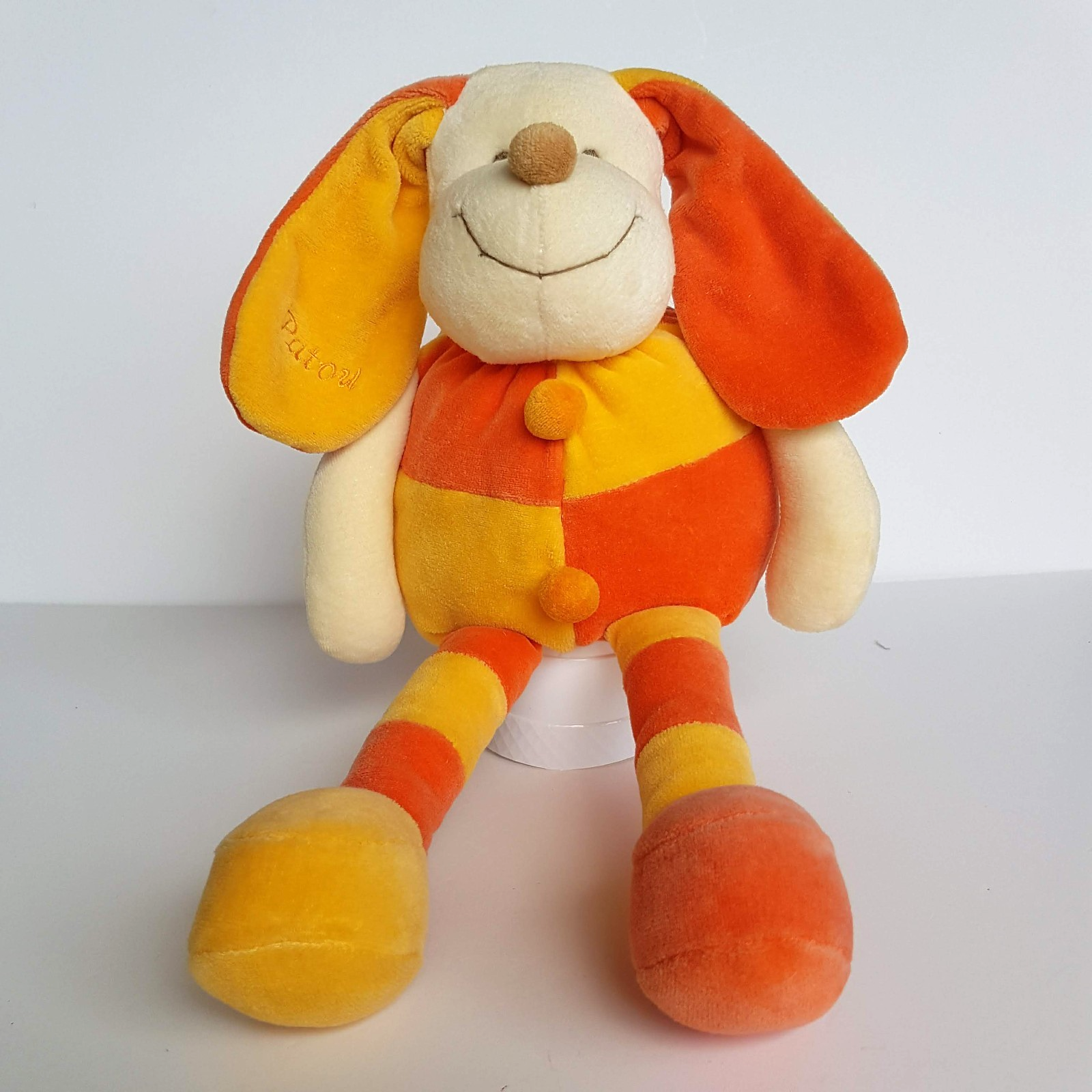 Doudou & Compagnie VELOUR RABBIT Patou 30cm Floppy Plush Soft Toy Orange Yellow2