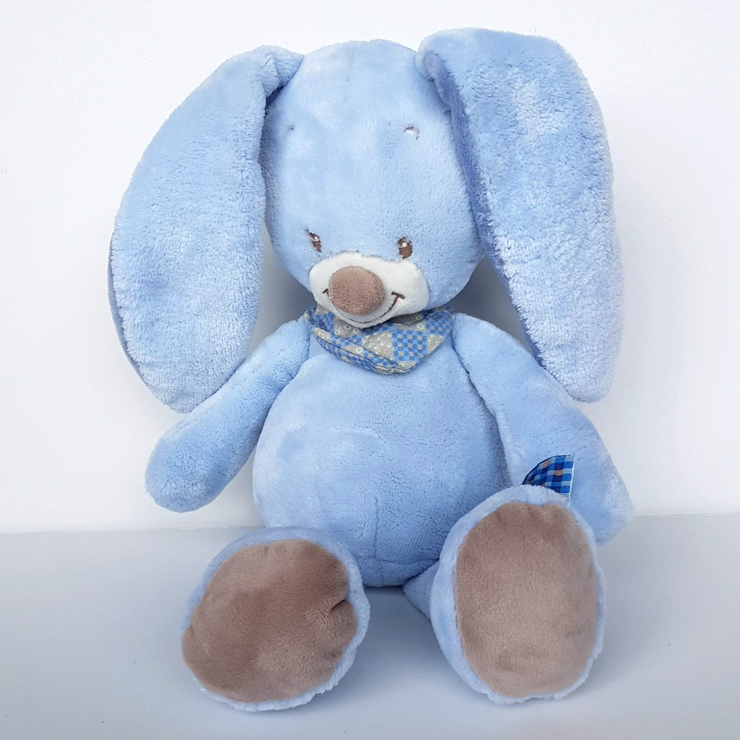 Nattou BLUE BUNNY RABBIT Plush Lovey 33cm Stuffed Animal Baby Soft Toy Pastel1