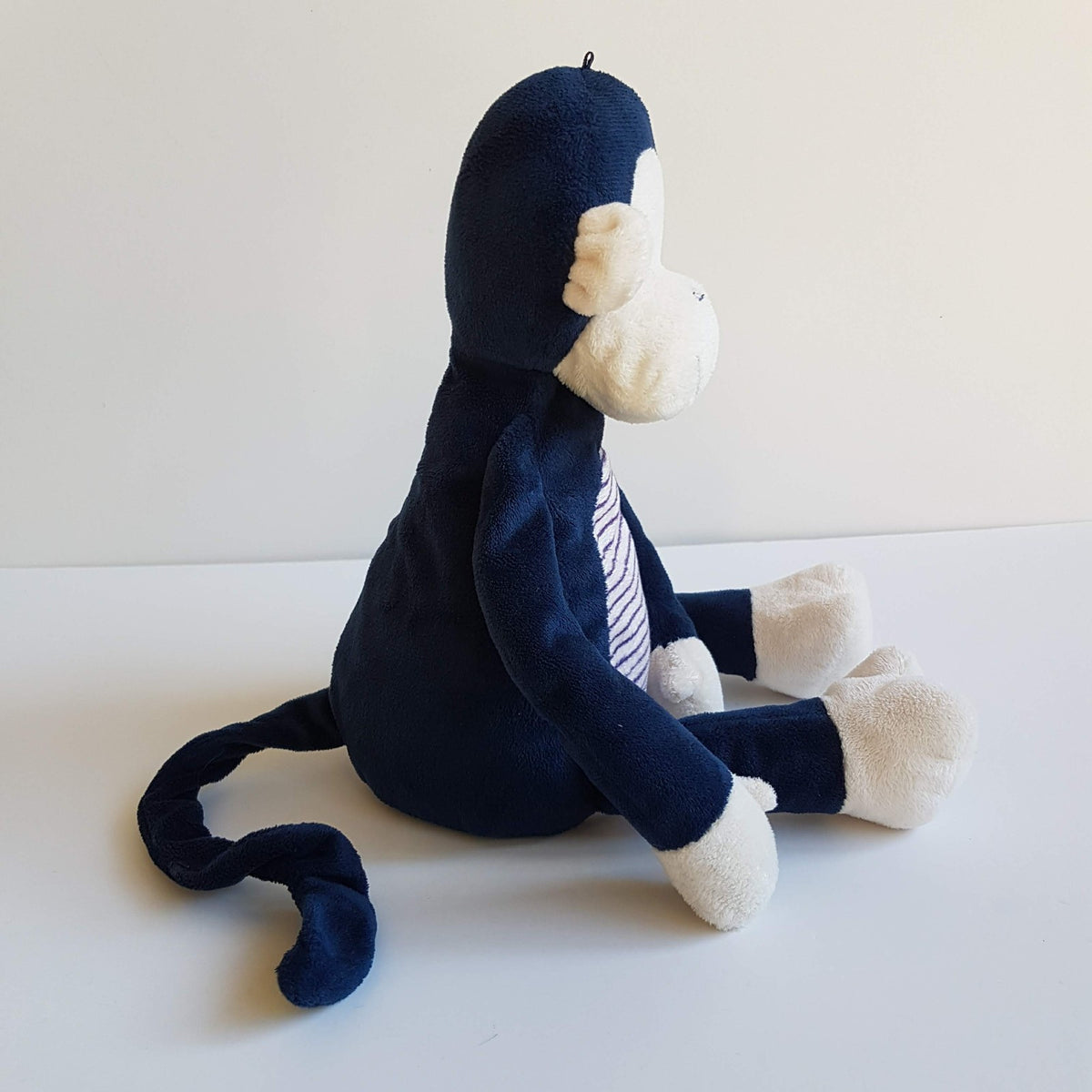 M&S Blue MONKEY RATTLE 31cm Floppy Plush Stuffed Animal Soft Toy Navy Jungle Toy4