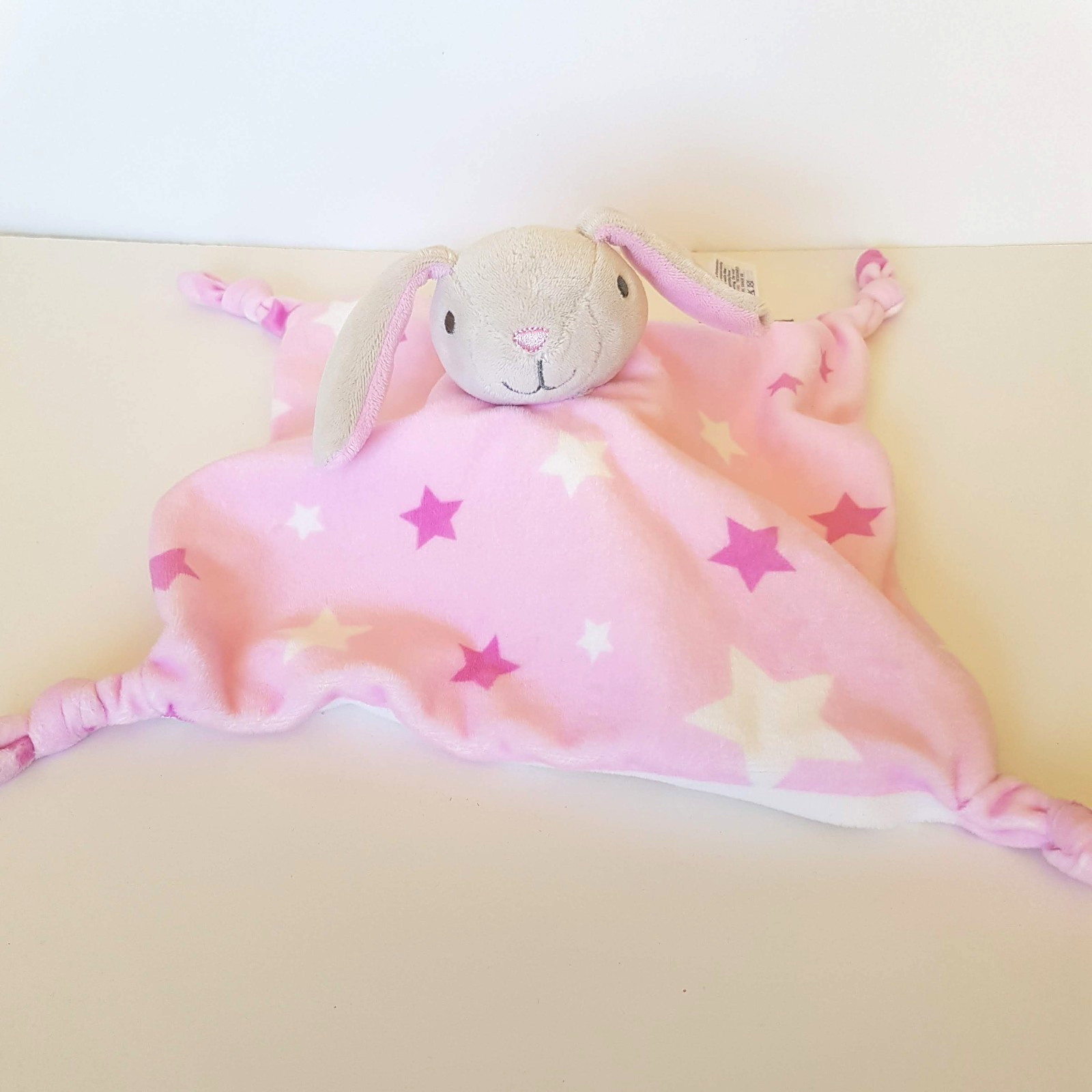 Little Linen PINK BUNNY RABBIT Lovey Security Blanket Comforter Plush Soft Toy0