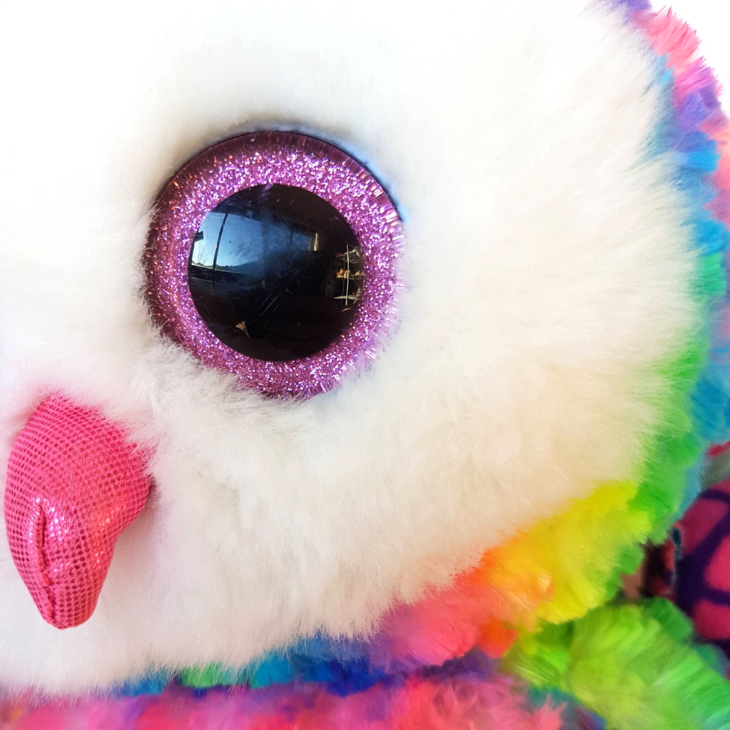 TY OWEN THE OWL Kids Backpack Plush + Charm Stuffed Animal Soft Toy Bag Rainbow2