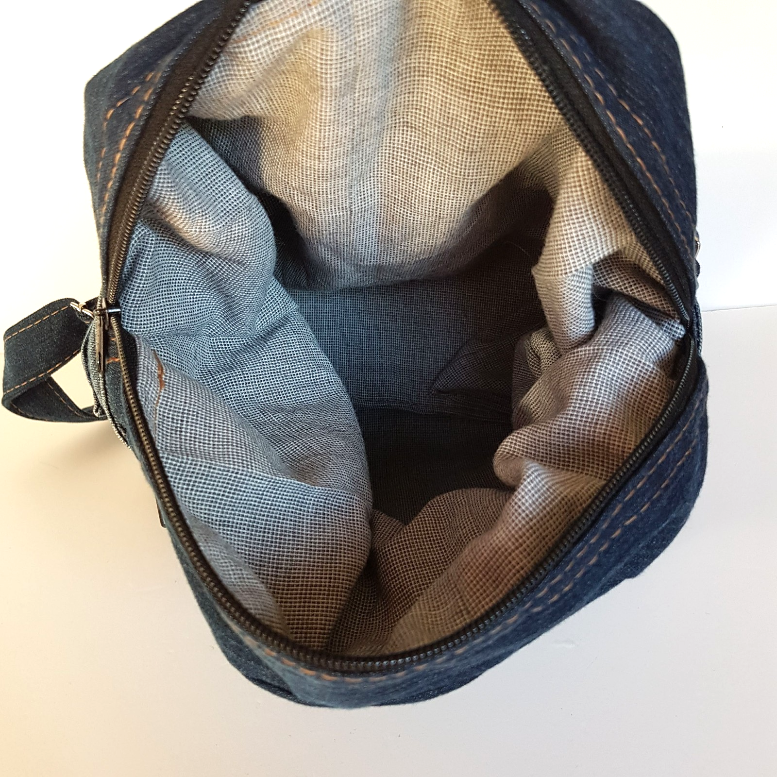 Handmade DENIM JEANS BACKPACK Bag Upcycled Rhinestone Embellished Vienus Jeans17