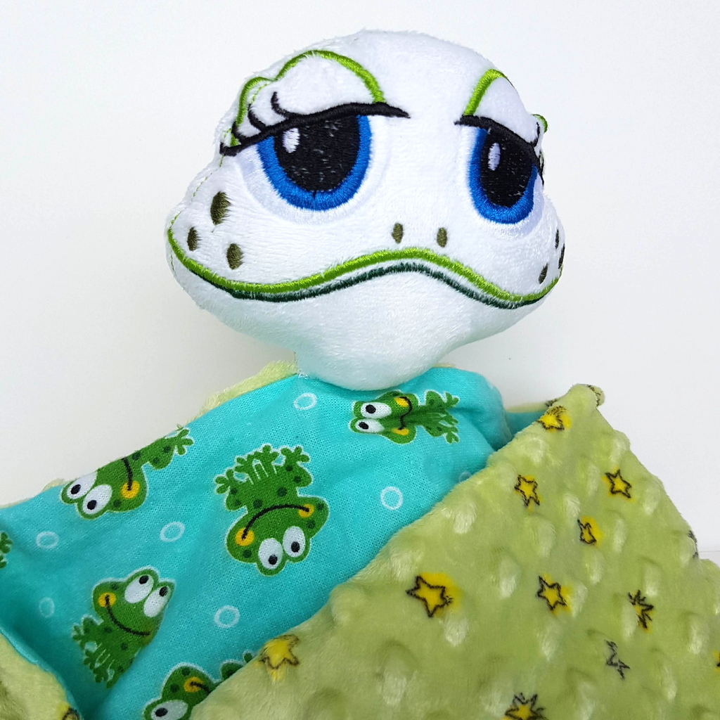 Unique Handmade FROG Baby Lovey Comforter Security Blanket Green Soft Toy Animal1