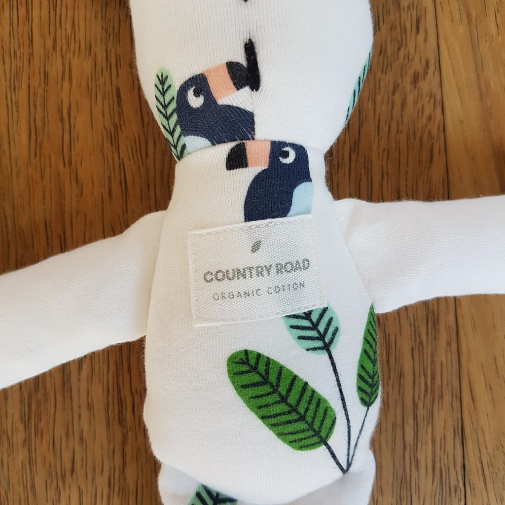 COUNTRY ROAD Baby Bunny Comforter Rabbit Plush Organic Cotton Tropical Birds5