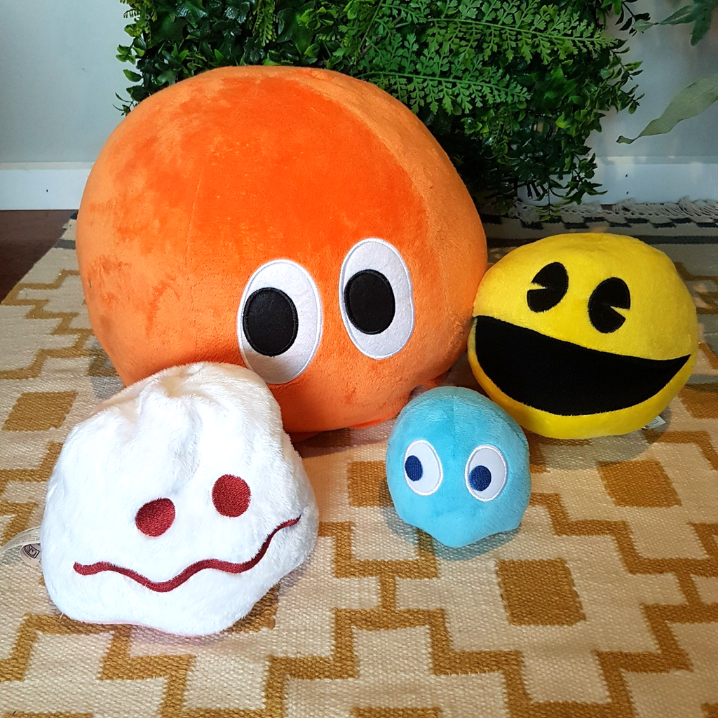 Rare 80s PACMAN CLYDE Large Plush Vintage + Pacman Reversible Ghost Soft Toy LOT0