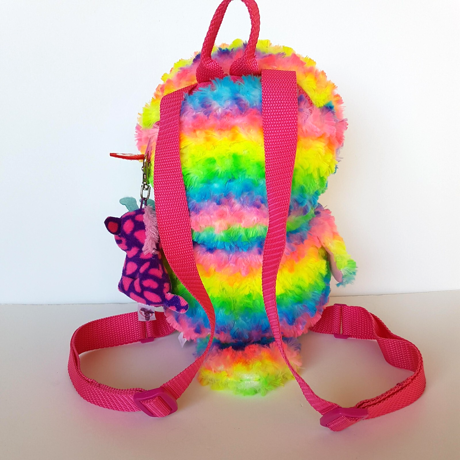 TY OWEN THE OWL Kids Backpack Plush + Charm Stuffed Animal Soft Toy Bag Rainbow7
