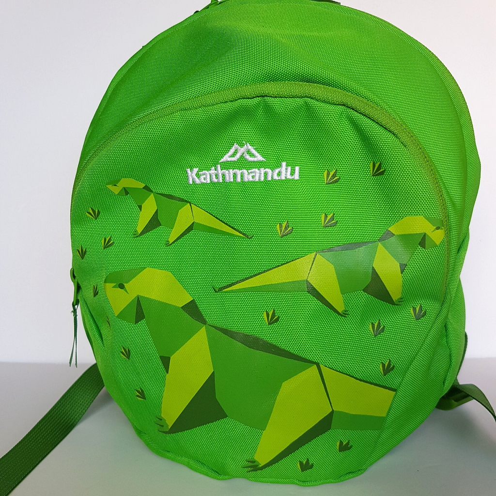 Kathmandu Kids SKIPPET BACKPACK Bag 8L Green Dinosaur Kids Boys School Bag Neon1
