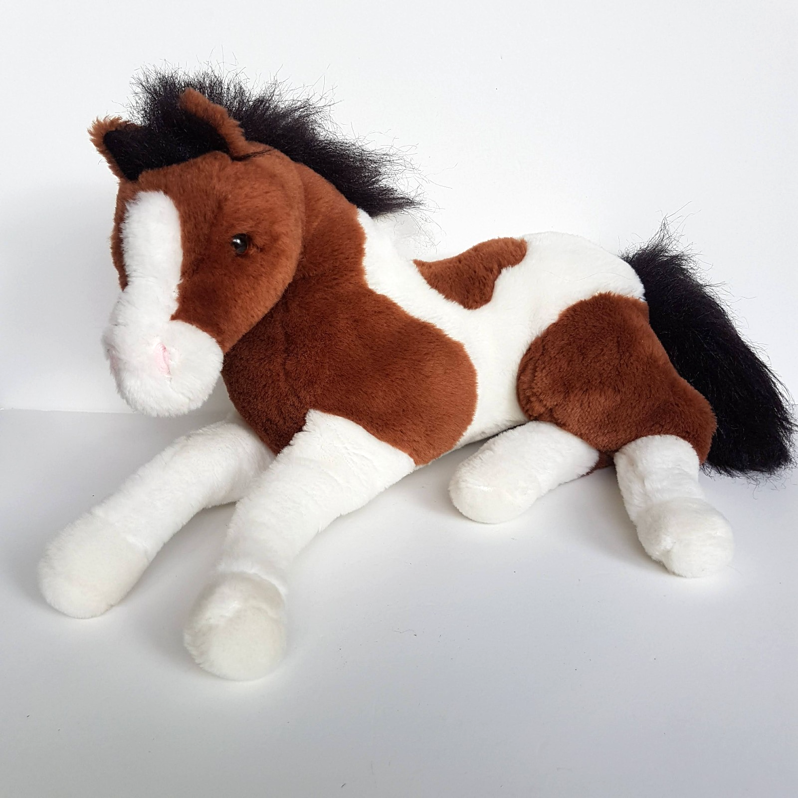 PINTO HORSE PONY Floppy Plush Brown White 34cm long Soft Toys Stuffed Animal Pet0