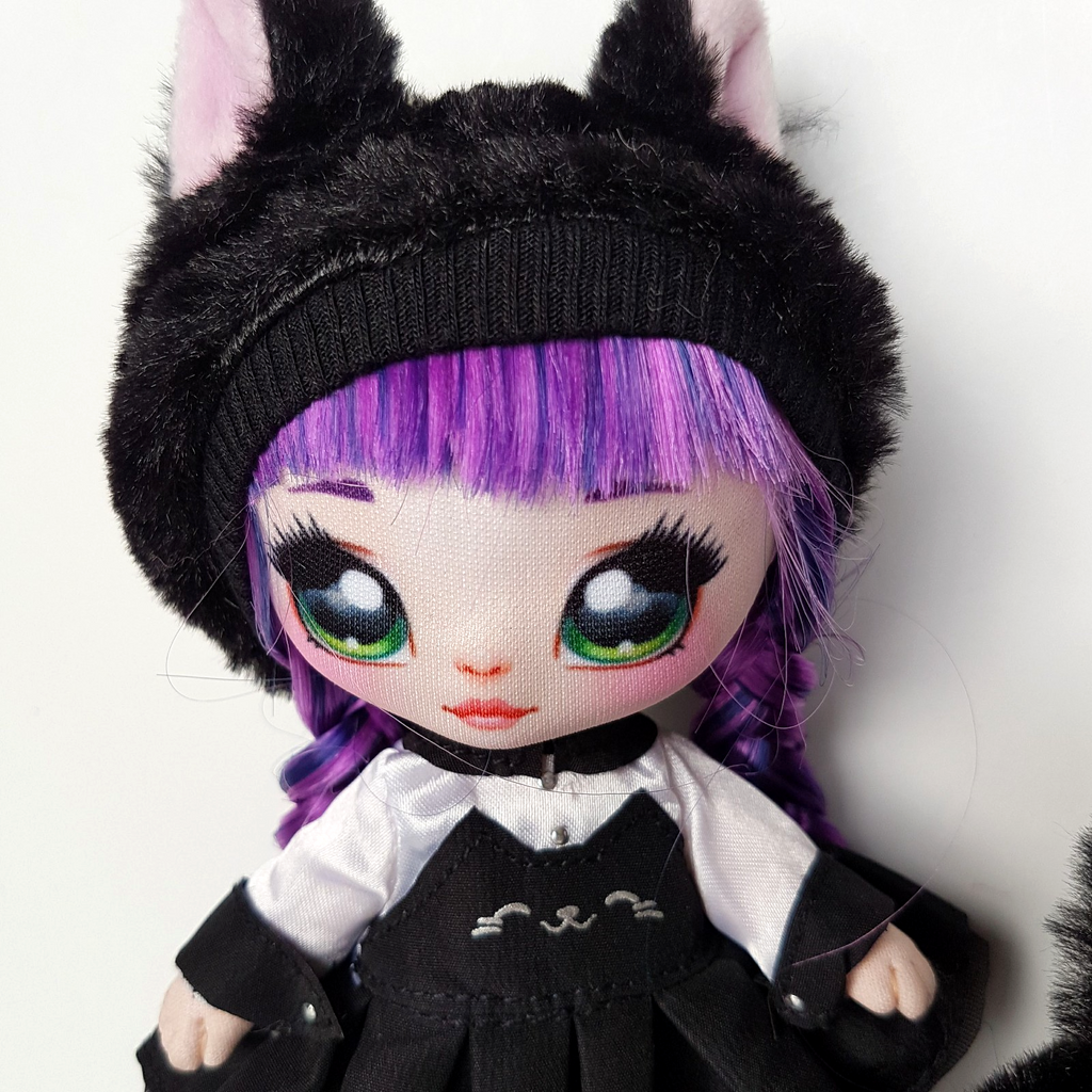 Na! Na! Na! Surprise TUESDAY MEOW Black Kitty Cat Doll Clothes Purse Purple Toy7