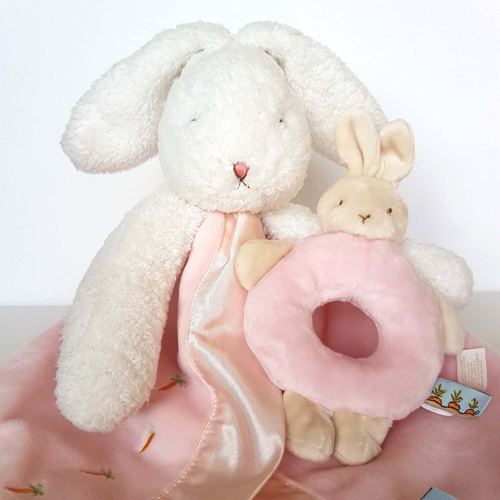 Bunnies By The Bay LOVEY + RATTLE SET Plush Security Comforter Blanket Soft Toy1