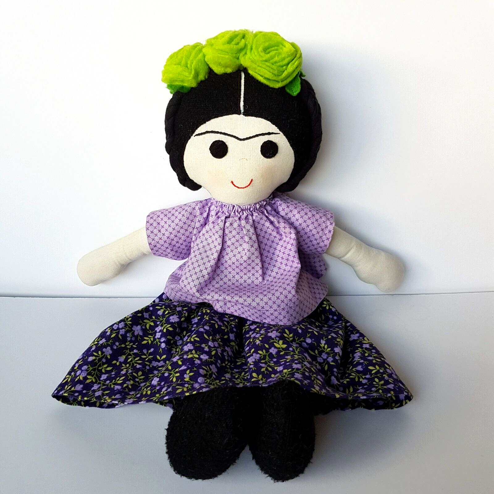 Handmade FRIDA KHALO INSPIRED Doll 41cm Mexican Fabric Artist Soft Toy Felting0