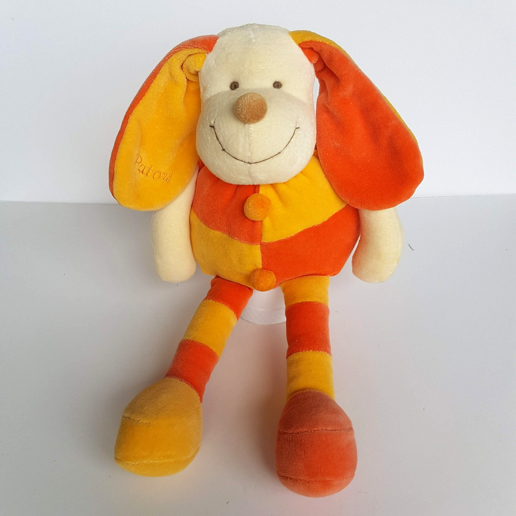Doudou & Compagnie VELOUR RABBIT Patou 30cm Floppy Plush Soft Toy Orange Yellow1