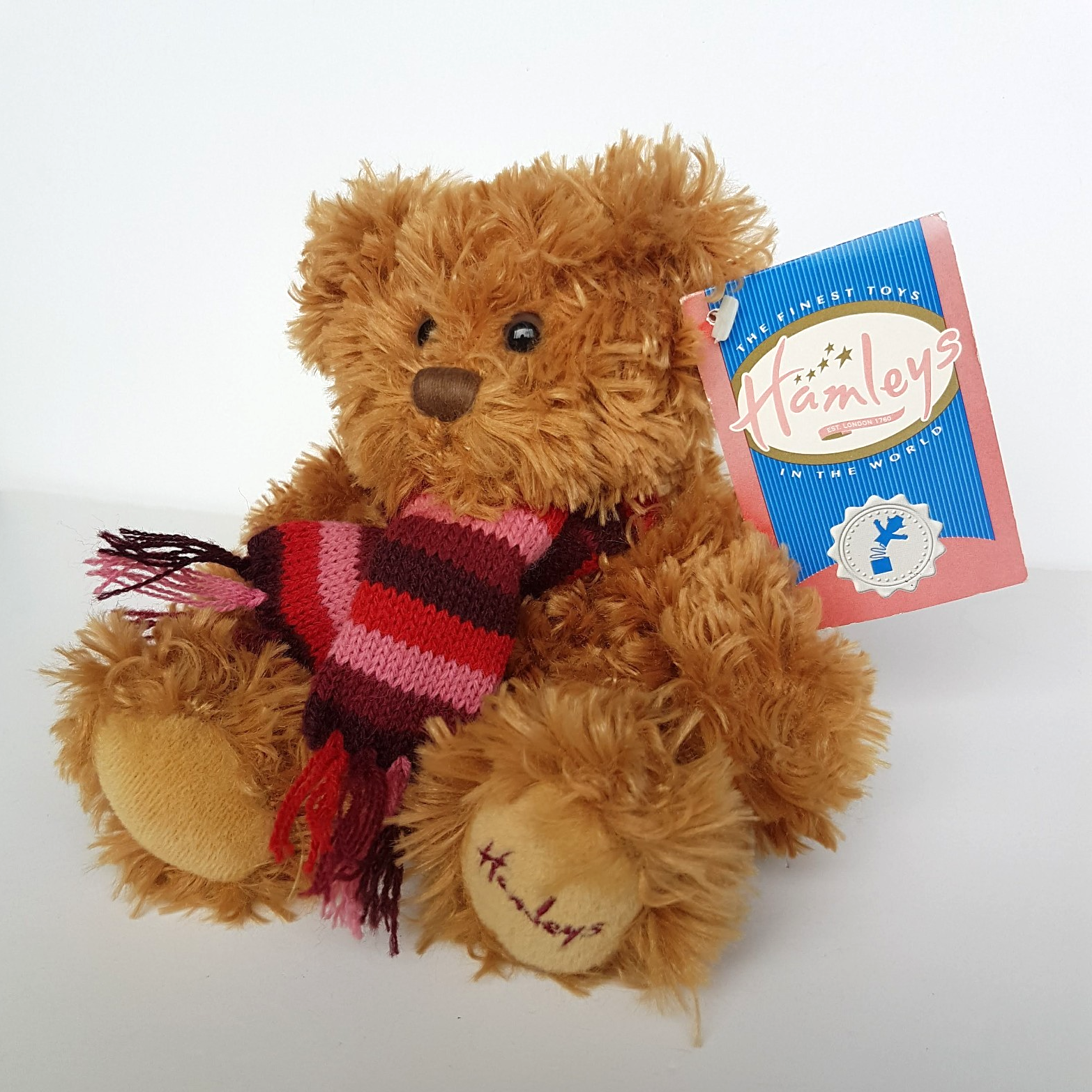 Hamley's TEDDY CARAMEL Plush Scarf 20cm TAGS Stuffed Animal Cute Small Soft Toy2