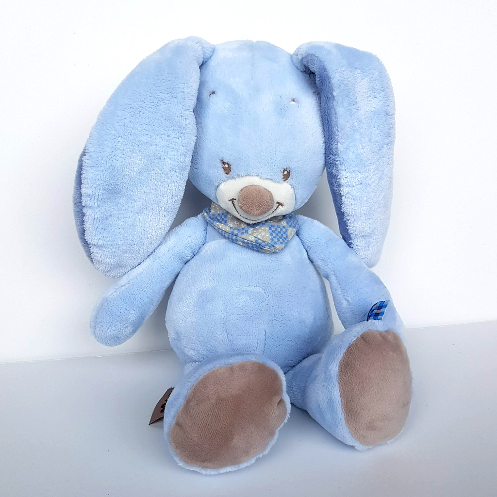 Nattou BLUE BUNNY RABBIT Plush Lovey 33cm Stuffed Animal Baby Soft Toy Pastel0
