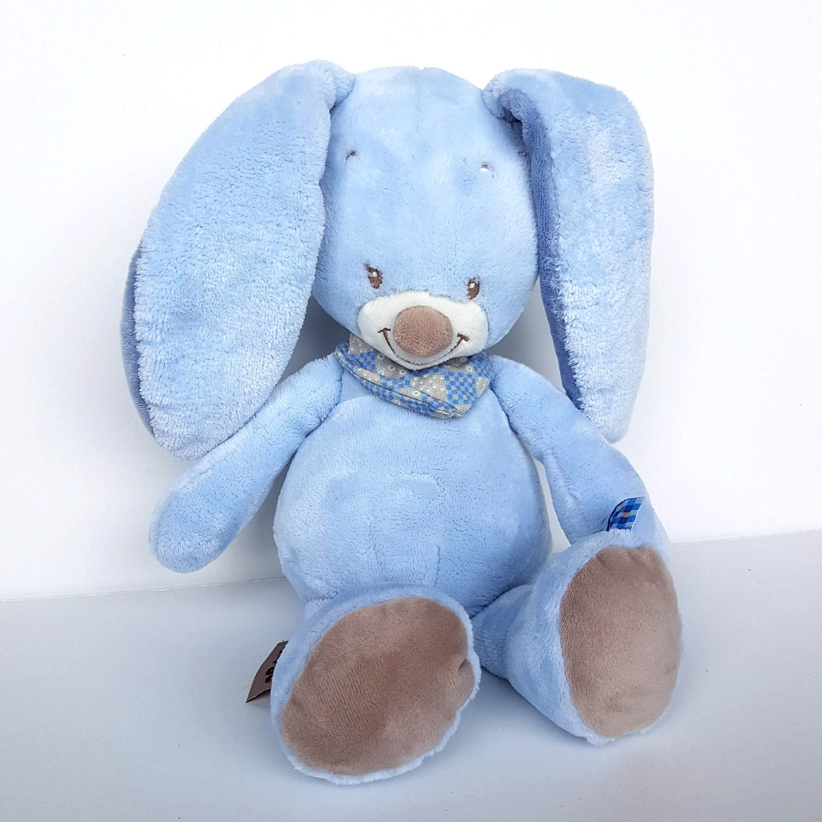 Nattou BLUE BUNNY RABBIT Plush Lovey 33cm Stuffed Animal Baby Soft Toy Pastel0