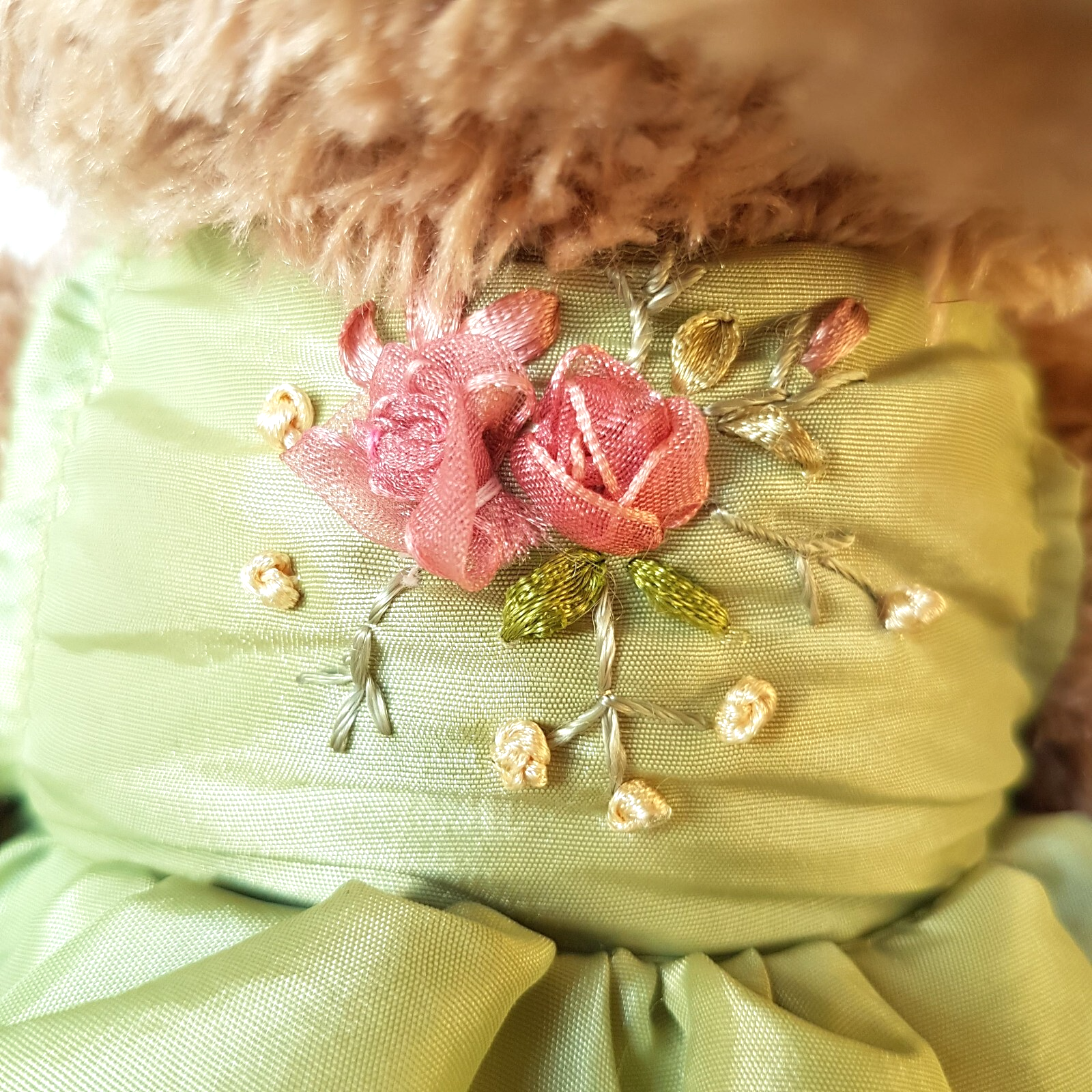 Russ INDEE Teddy Bear Plush 43cm Dress Stuffed Animal Soft Toy Pretty Unique3